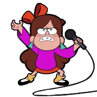 🎤 Mabel Pines Gravity Falls cartoon, Mabel, Pines, microphone, animation, funny telegram sticker
