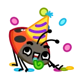 🥳 Dibujo animado, Insecto, Mariquita, Fiesta, Celebración, Lindo whatsapp sticker