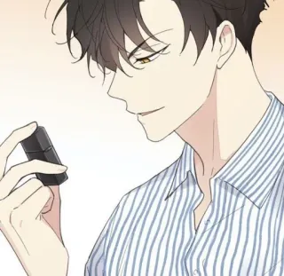 😏 uomo, anime, accendino, ritratto, illustrazione, disegno telegram sticker