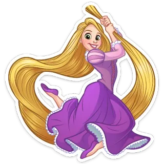 💃 Rapunzel Tangled Raiponce, Disney, dessin animé, princesse, cheveux longs, Raiponce telegram sticker