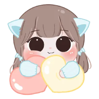 😙 kawaii, schattig, anime, chibi, cartoon, meisje, hartjes telegram sticker