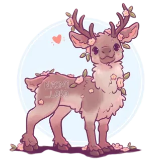 🦌 NAOMI_LORD deer, cute, flowers, animal, illustration, floral telegram sticker
