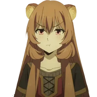 😕 Raphtalia The Rising of the Shield Hero anime, manga, Raphtalia, Rising of the Shield Hero, tanuki, cute, angry telegram sticker
