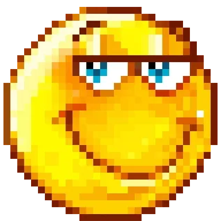 😏 スマイリー, 顔文字, ドヤ顔, 黄色, ピクセル telegram sticker