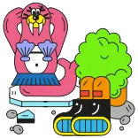 😉 ステッカー, 漫画, セイウチ, 氷山, 乗り物, 自然 telegram sticker
