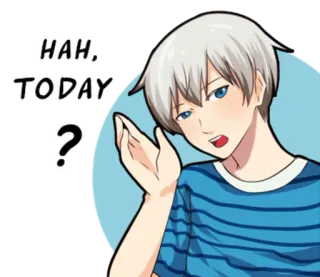 😦 HAH. TODAY? anime, desenho animado, pergunta, expressão whatsapp sticker