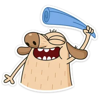 😆 pies, kreskówka, szczęśliwy, zwierzę, zabawa whatsapp sticker