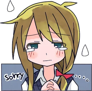 🙏 Sorry Anime, Desculpa, Desenho animado, Fofo, Garota, Triste telegram sticker