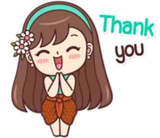 🙏 Thank you gracias, lindo, dibujos animados, chica, saludo telegram sticker