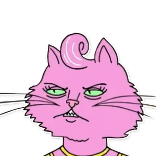 ☹ Princess Carolyn BoJack Horseman кот, розовый, мультфильм, персонаж, злой telegram sticker