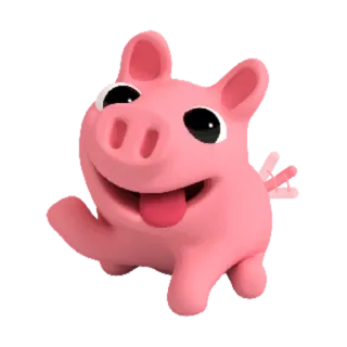 😛 cochon, dessin animé, animal, autocollant, rose telegram sticker