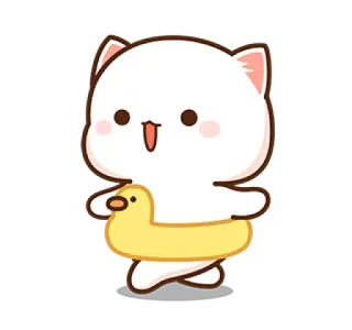😁 Katze, Ente, Schwimmen, Cartoon, Süß telegram sticker