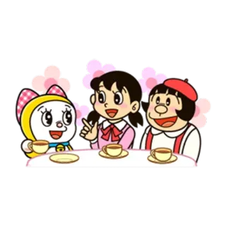 ☕ Dorami Doraemon Anime, Cartoon, Teeparty, Kawaii, Freunde telegram sticker