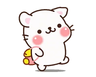 🏃 lindo, animal, dibujos animados, gato blanco, mochila whatsapp sticker