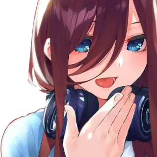 🙂 Miku Nakano The Quintessential Quintuplets anime, headphones, girl, manga, character, cute telegram sticker