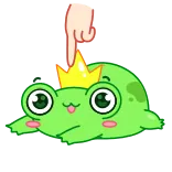 😜 лягушка, милый, каваий, корона, животное telegram sticker