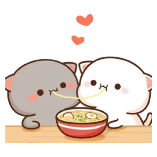 🍝 süß, Katzen, Ramen, essen, kawaii, Nudeln telegram sticker