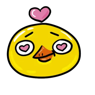 😍 eend, liefde, hart, cartoon, schattig, geel telegram sticker