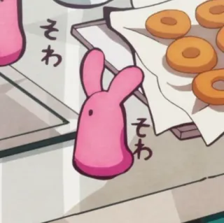 🎟 そわ coelho, donut, japonês, animação, rosa, fofo, comida whatsapp sticker