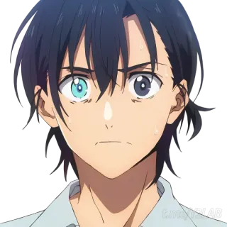 😟 аниме, парень, портрет, мультфильм, персонаж telegram sticker