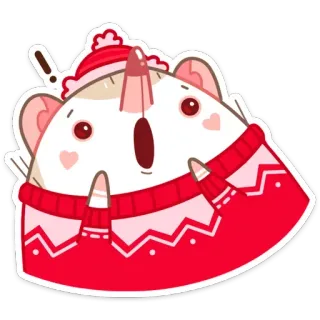 😱 Cartone animato, Inverno, Carino, Animale, Felpa, Cappello telegram sticker