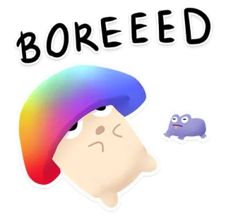 🥱 BOREEED chán, cầu vồng, mặt, hoạt hình, nhãn dán telegram sticker
