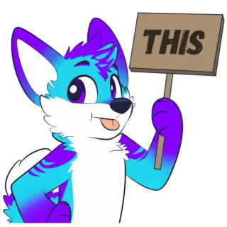 👆 THIS Furry, Animal, Zorro, Señal, Lindo, Dibujos animados telegram sticker