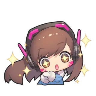 ✨ D.Va Overwatch D.Va, Overwatch, Video game, Gamer, Kawaii, Chibi telegram sticker