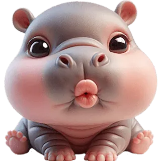 💋 ippopotamo, animale, carino, kawaii, cucciolo di ippopotamo whatsapp sticker