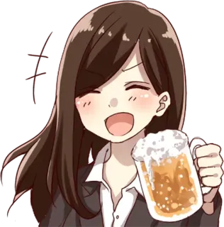 🍺 Anime, Gadis, Bir, Minuman, Senang, Lucu telegram sticker