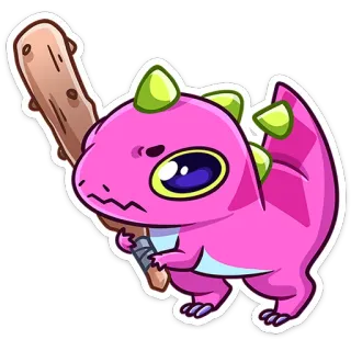 😡 dinosaur, cartoon, monster, animal, club, pink, cute telegram sticker