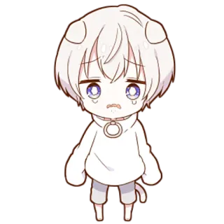 😢 Anime, Chibi, Niedlich, Hund, Welpe, Traurig whatsapp sticker