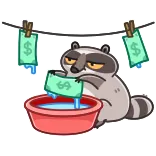 🧺 guaxinim, dinheiro, lavagem de dinheiro, desenho animado, criminoso telegram sticker