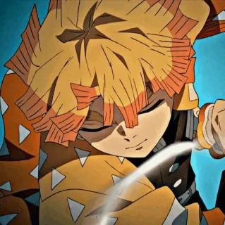 👺 Zenitsu Agatsuma Demon Slayer 애니메이션, 귀멸의 칼날, 아가츠마 젠이츠, 캐릭터, 번개, 일본 애니 telegram sticker
