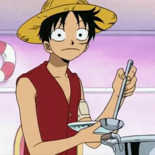 👒 Luffy One Piece Anime, One Piece, Luffy, Monkey D. Luffy, Kreskówka, Słomkowy kapelusz, Pirat telegram sticker