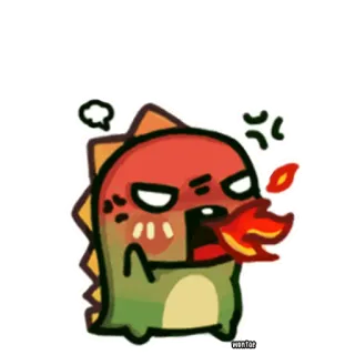 😠 恐龙, 生气, 卡通, 火, 爬行动物, 可爱 whatsapp sticker