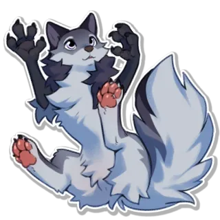 👻 สัตว์, หมาป่า, การ์ตูน, น่ารัก, มีขน telegram sticker