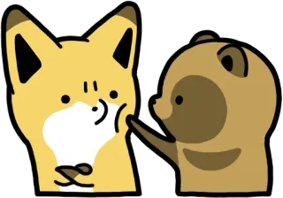 😒 キツネ, タヌキ, かわいい, カワイイ, 動物, 漫画 telegram sticker