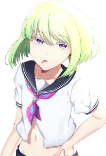 😒 anime girl, school uniform, manga, cute, kawaii, character, art telegram sticker