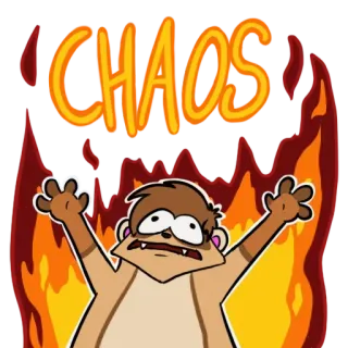 🔥 CHAOS chaos, fire, cartoon, scared, panic, anxiety telegram sticker
