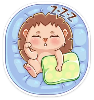 😴 Z-Z-Z-Z sleepy, hedgehog, animal, cartoon, cute whatsapp sticker