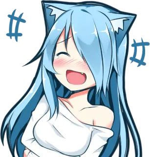 😹 Fille anime, Oreilles de chat, Joyeux, Mignon, Souriant whatsapp sticker