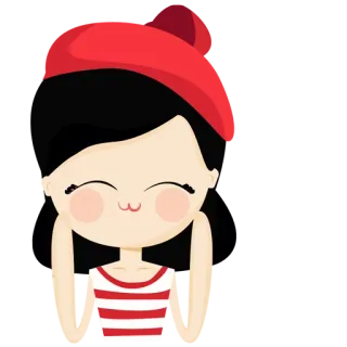🙋 만화, 소녀, 빨간색, 줄무늬, 귀여운, 애니메이션, 일러스트 telegram sticker