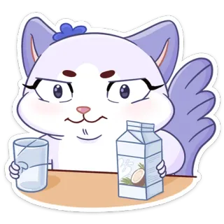 🥛 cat, animal, milk, cartoon, drink whatsapp sticker