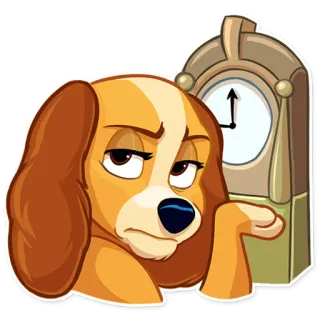 🙄 Lady Lady and the Tramp chien, dessin animé, horloge, disney, dame, attente telegram sticker