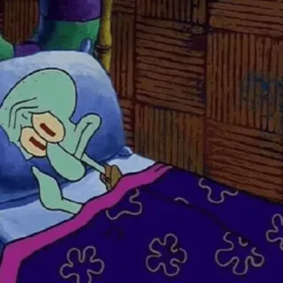 🖤 Squidward Spongebob Squarepants squidward, spongebob, cartoon, sleepy, bed, sleep, sad telegram sticker