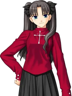 🙂 Rin Tohsaka Fate/stay night Anime, Mujer, Personaje, Fate, Linda, Rojo, Sonrisa whatsapp sticker