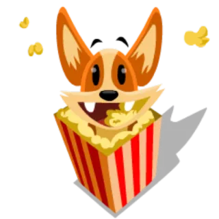 🎥 perro, palomitas, zorro, dibujo animado, comida, snack, lindo telegram sticker