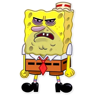 😠 SpongeBob SquarePants การ์ตูน, สพันจ์บ็อบ, เหนื่อย, หมดแรง, มีม telegram sticker