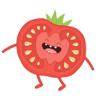 😅 tomate, legume, desenho animado, fofo, comida, sorrindo, ilustração telegram sticker